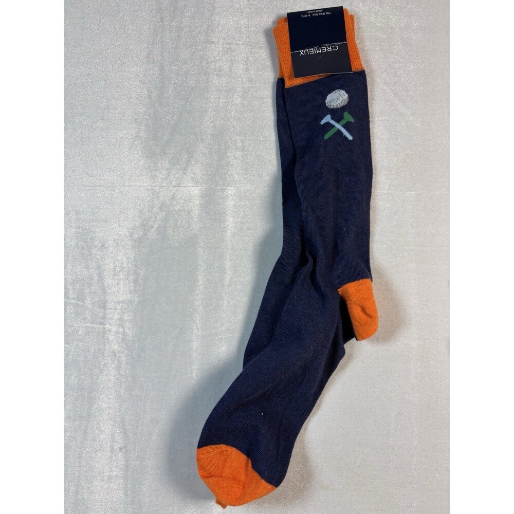 Cremieux Golf Themed Dress Socks Men’s Large Navy Orange NWT Cotton Blend